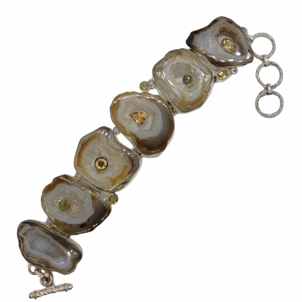 Bracelet set in 925 Sterling Silver with Genuine Semi-Precious Gemstones